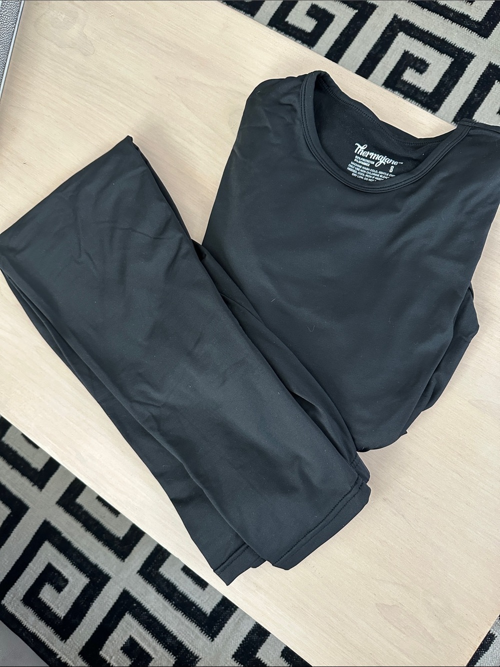 Women's Black Thermal Leggings & Top Set